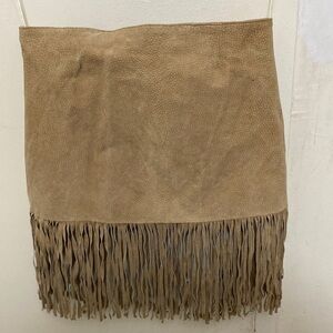 Camel faux fringe skirt🤎